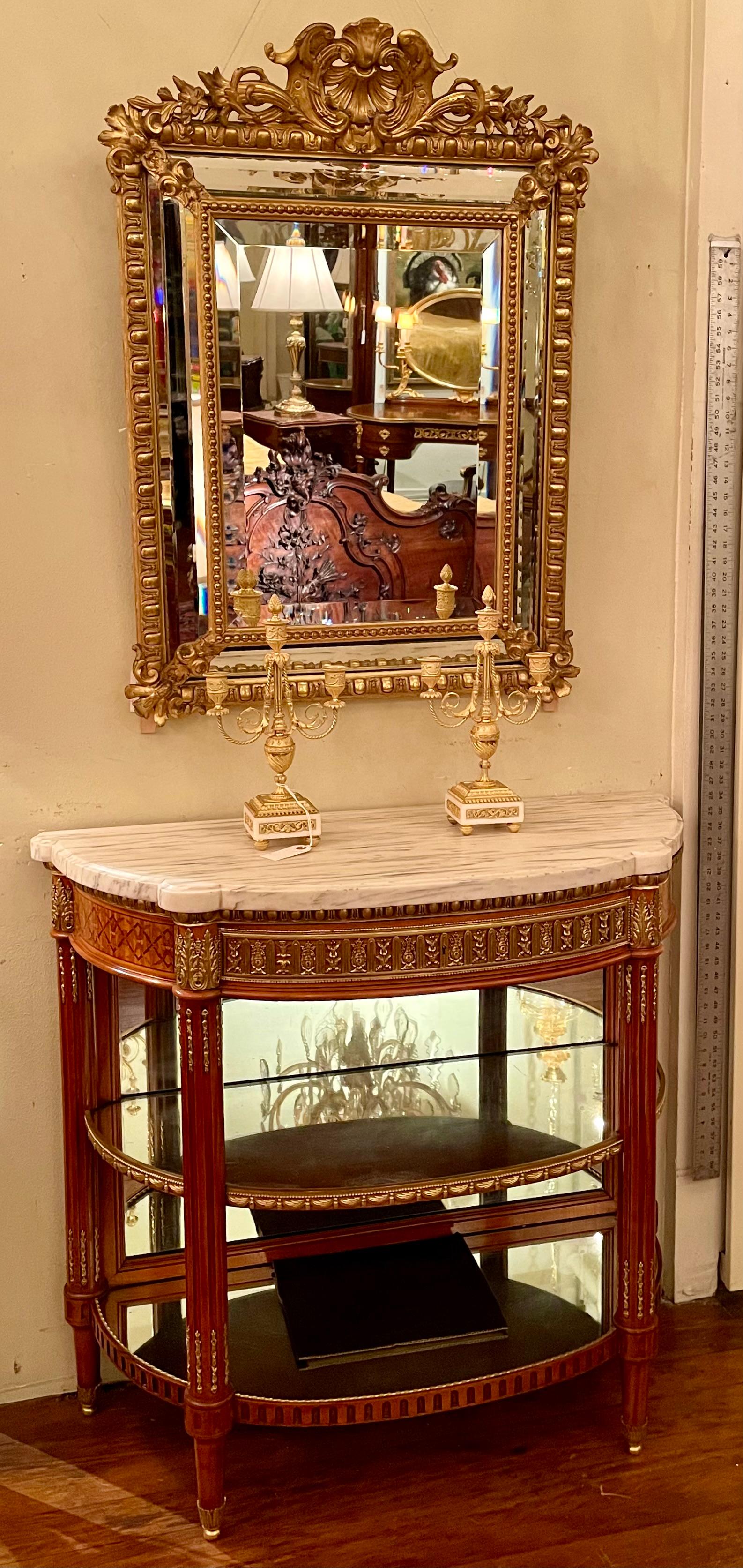Antique French Louis XVI Ormolu & Satinwood Marble Top Console Table, Circa 1880 Ormolú en venta