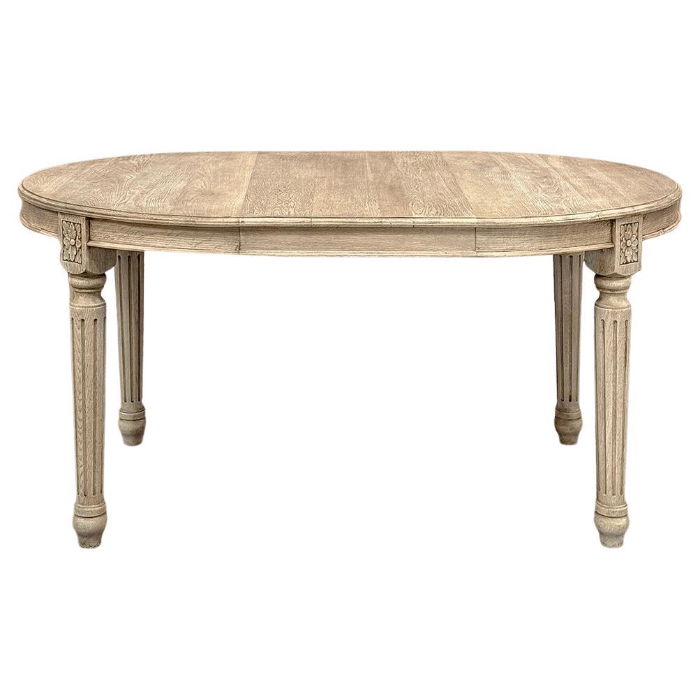 Antique French Louis XVI Oval Dining Table in Stripped Oak