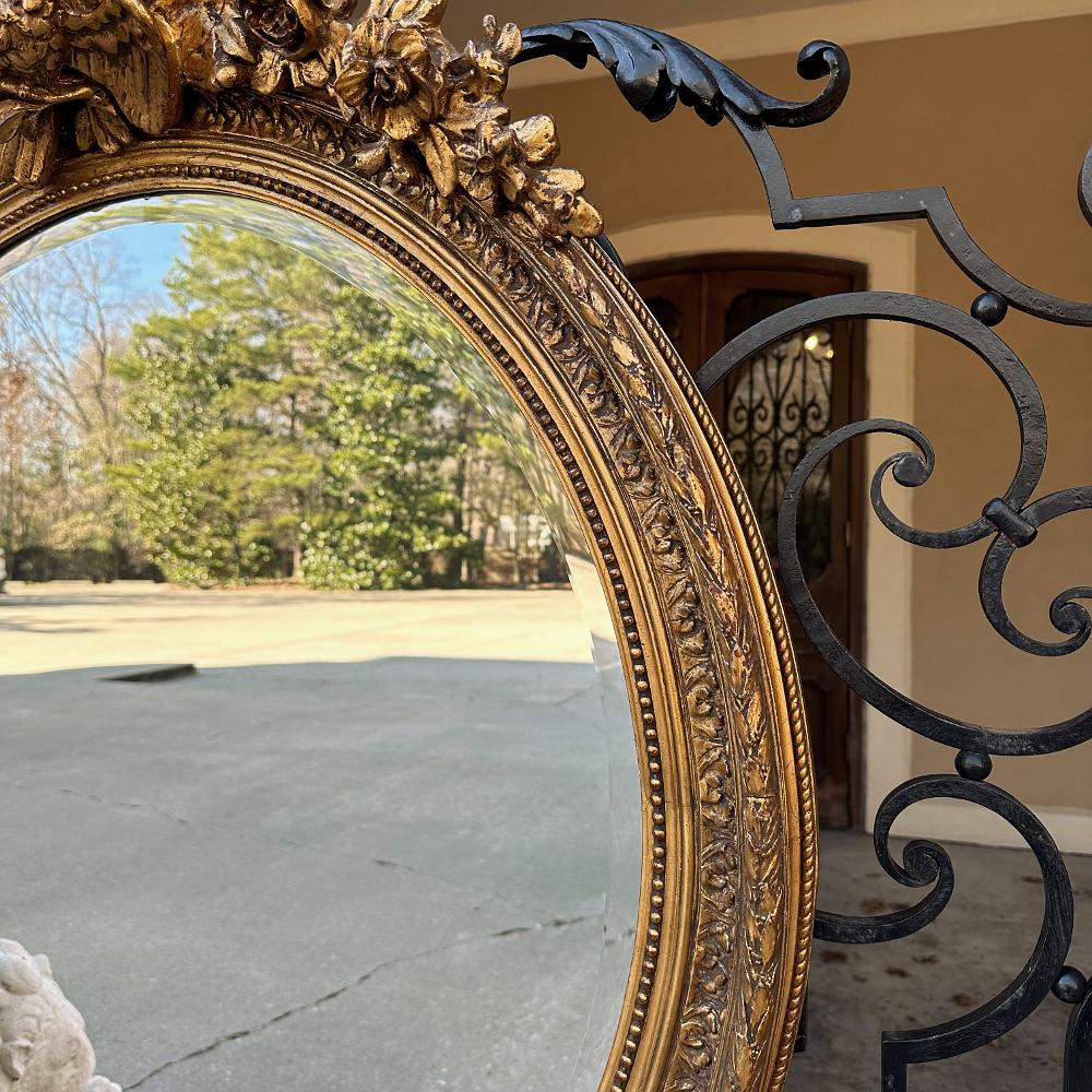 Antique French Louis XVI Oval Gilded Mirror For Sale 6