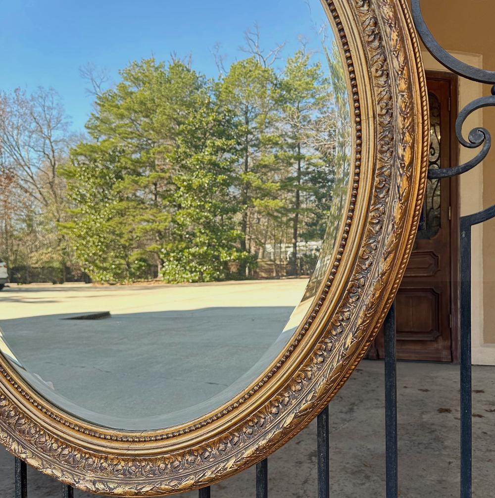 Antique French Louis XVI Oval Gilded Mirror For Sale 7