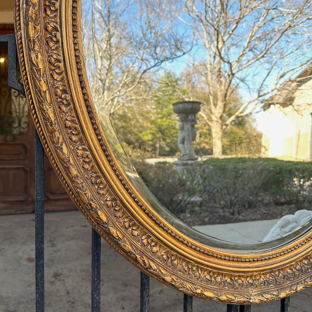 Antique French Louis XVI Oval Gilded Mirror For Sale 8