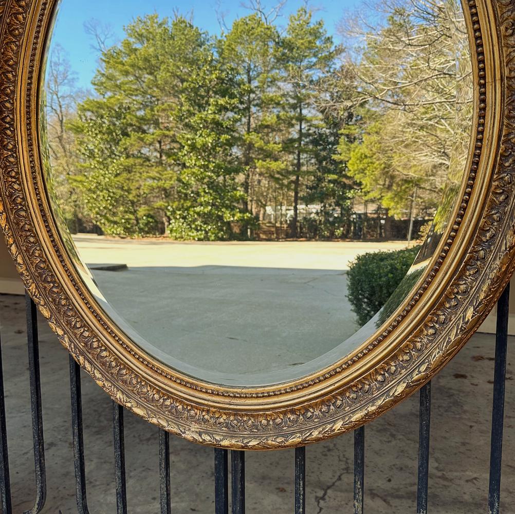 Antique French Louis XVI Oval Gilded Mirror For Sale 11