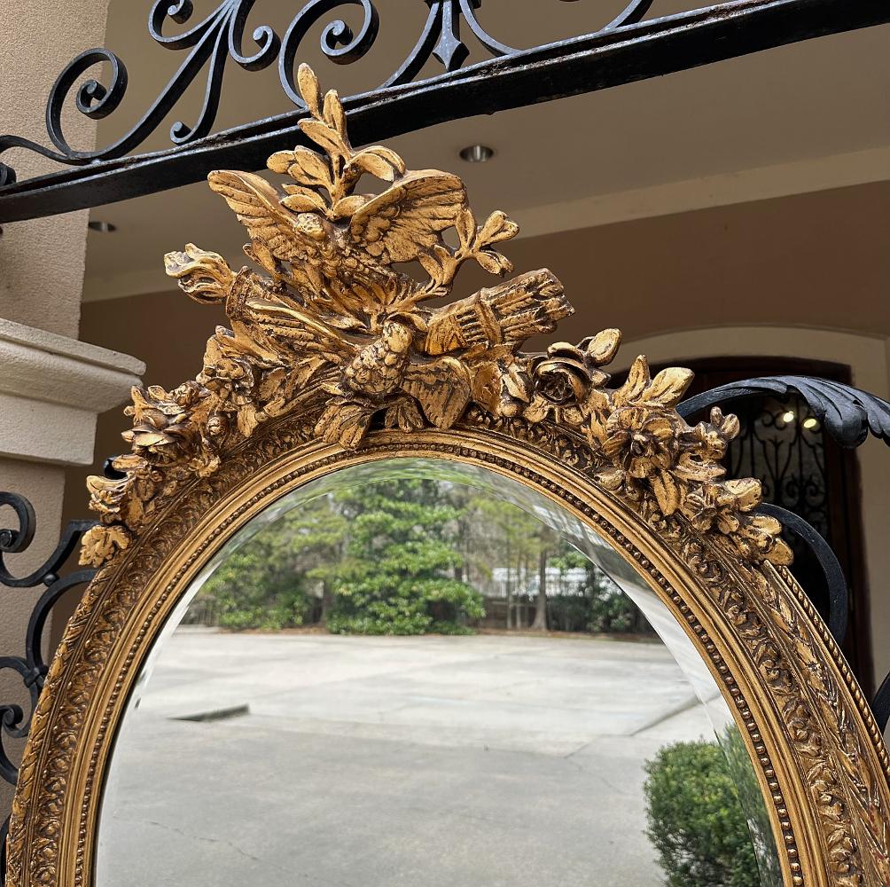 Antique French Louis XVI Oval Gilded Mirror For Sale 4