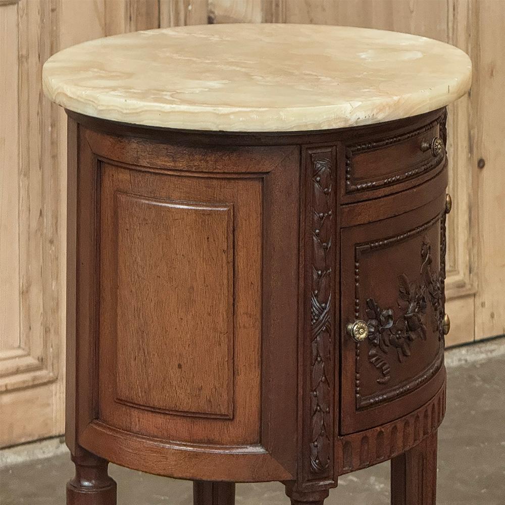 Antique French Louis XVI Oval Nightstand ~ End Table with Onyx Top For Sale 4