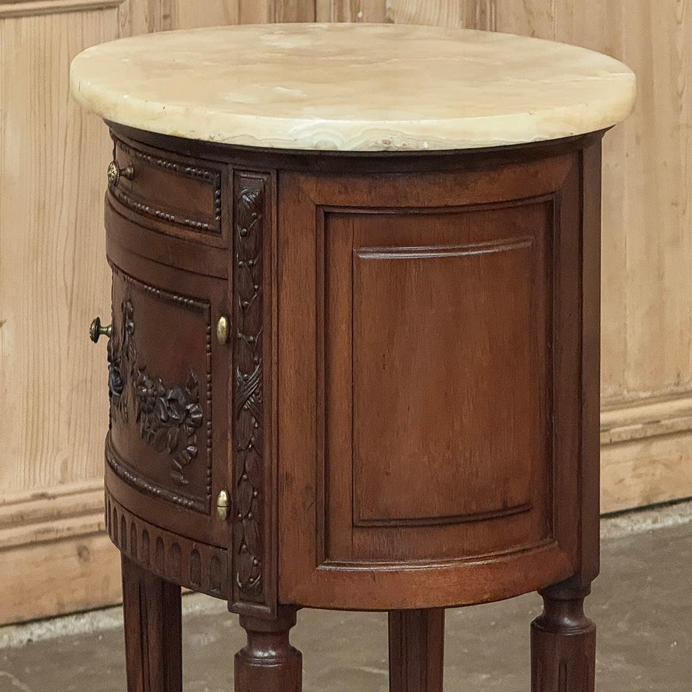 Antique French Louis XVI Oval Nightstand ~ End Table with Onyx Top For Sale 6