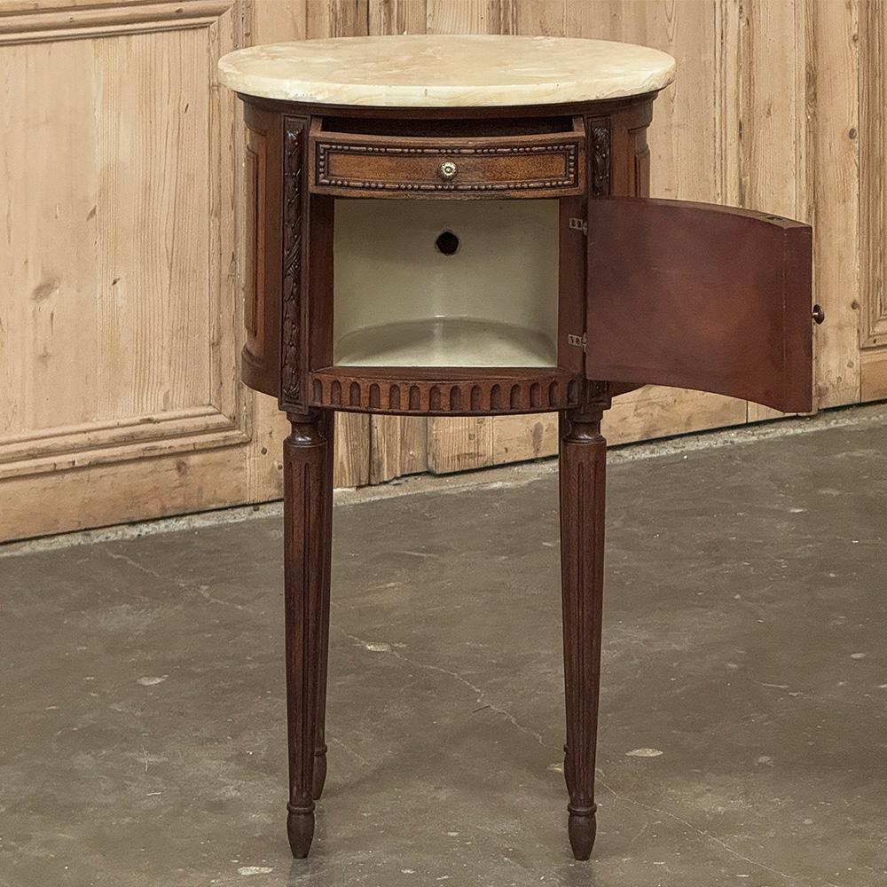 Antique French Louis XVI Oval Nightstand ~ End Table with Onyx Top For Sale 8
