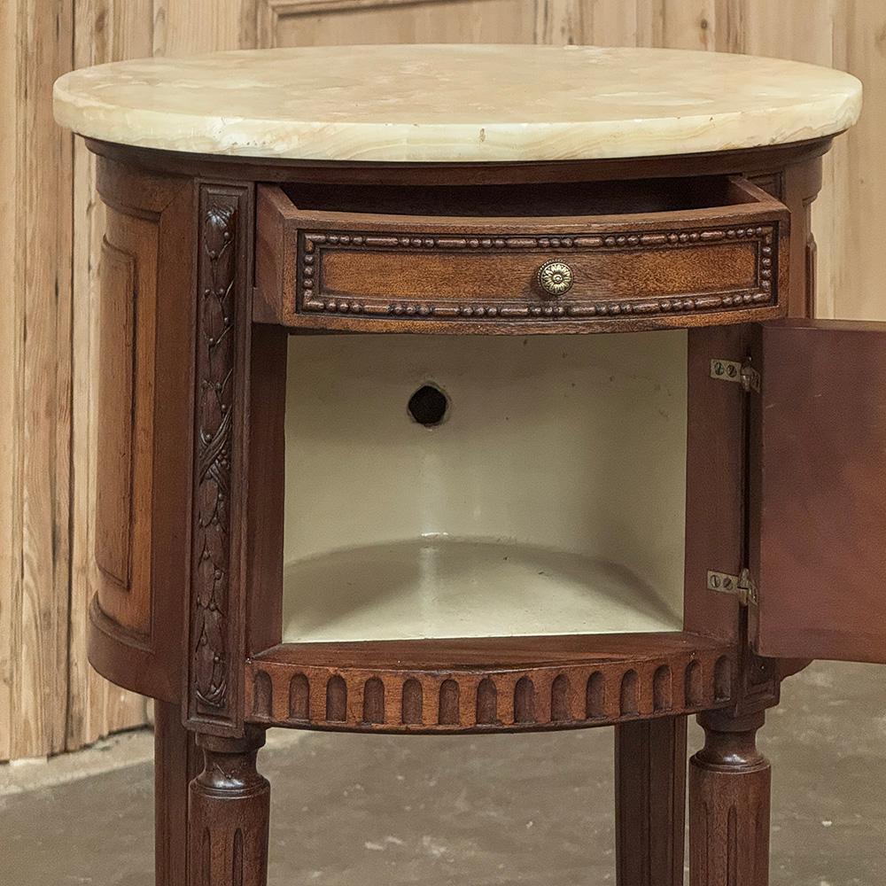 Antique French Louis XVI Oval Nightstand ~ End Table with Onyx Top For Sale 9