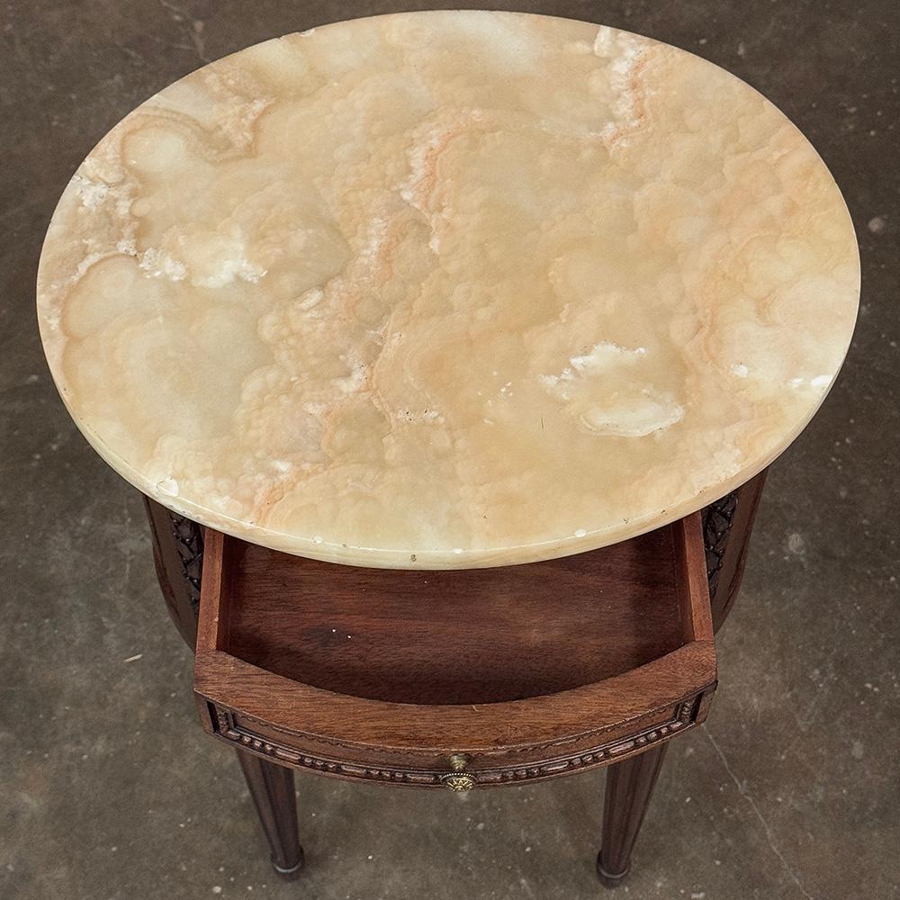 Antique French Louis XVI Oval Nightstand ~ End Table with Onyx Top For Sale 10