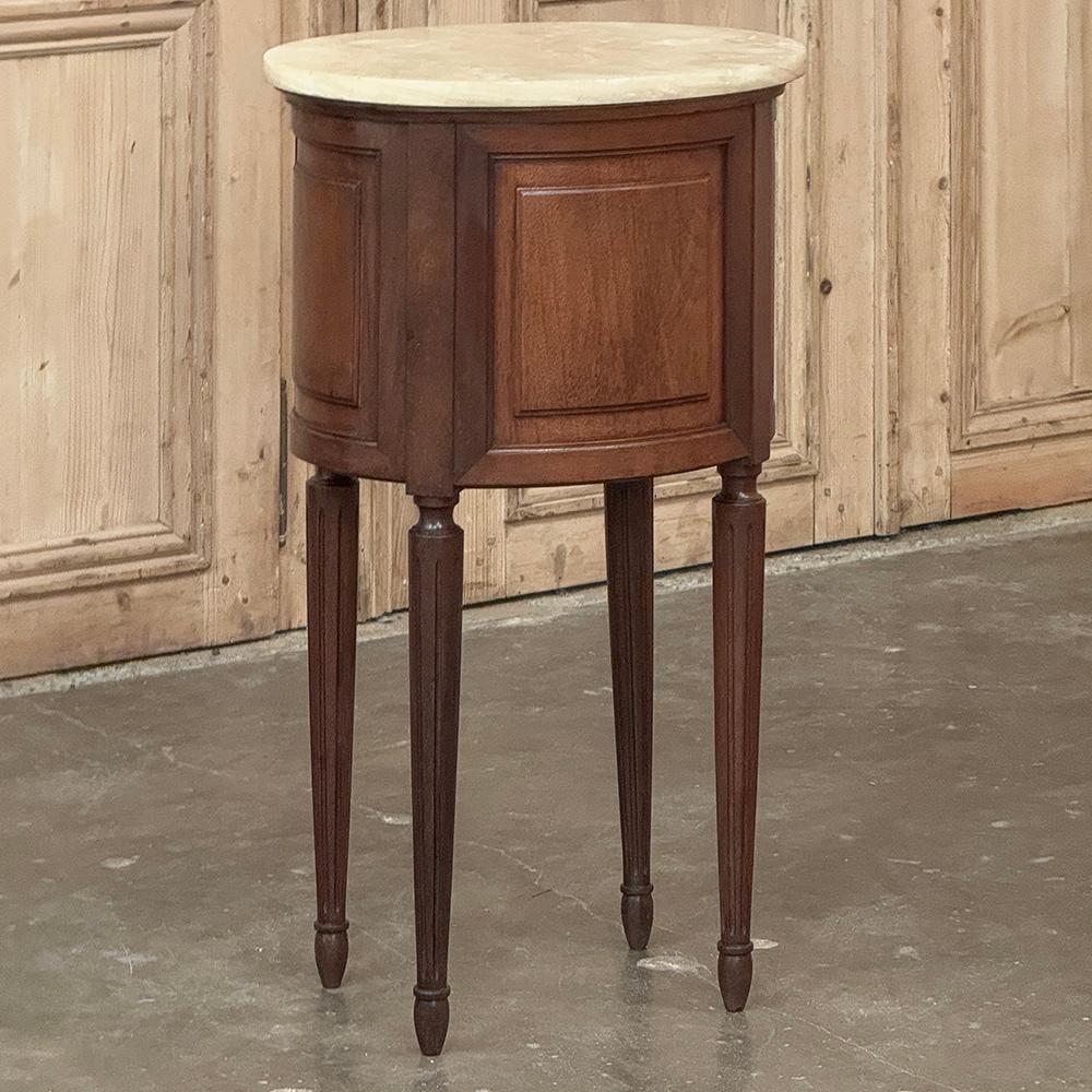 Antique French Louis XVI Oval Nightstand ~ End Table with Onyx Top For Sale 11