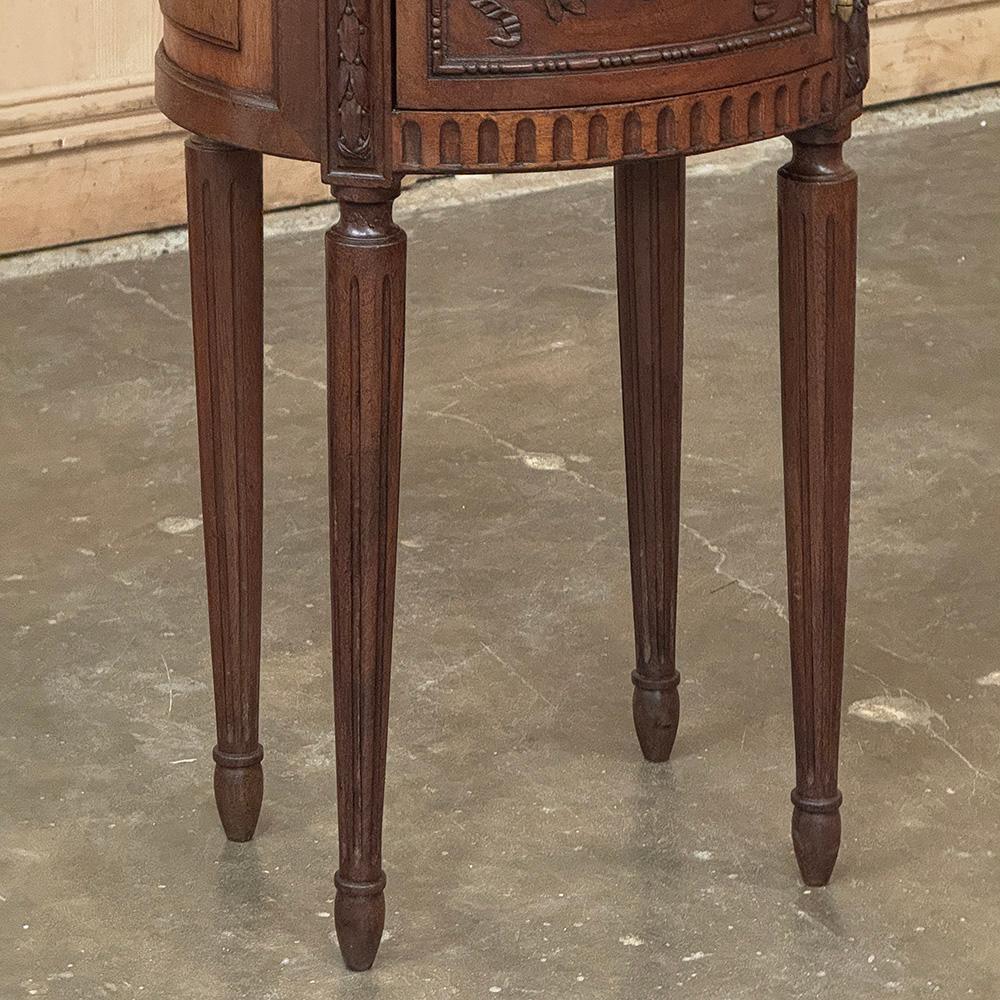 Brass Antique French Louis XVI Oval Nightstand ~ End Table with Onyx Top For Sale