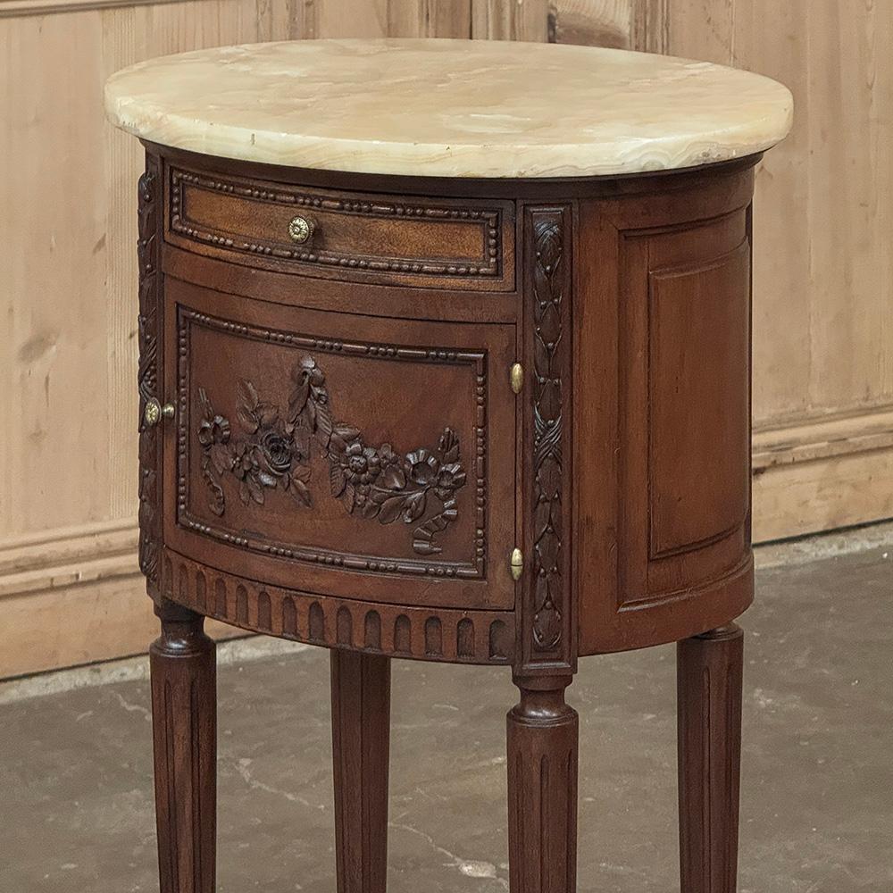 Antique French Louis XVI Oval Nightstand ~ End Table with Onyx Top For Sale 1