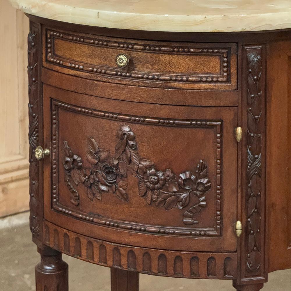 Antique French Louis XVI Oval Nightstand ~ End Table with Onyx Top For Sale 3