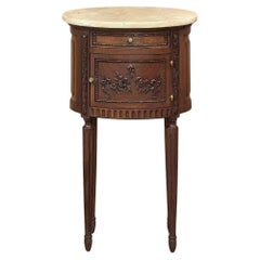 Antique French Louis XVI Oval Nightstand ~ End Table with Onyx Top