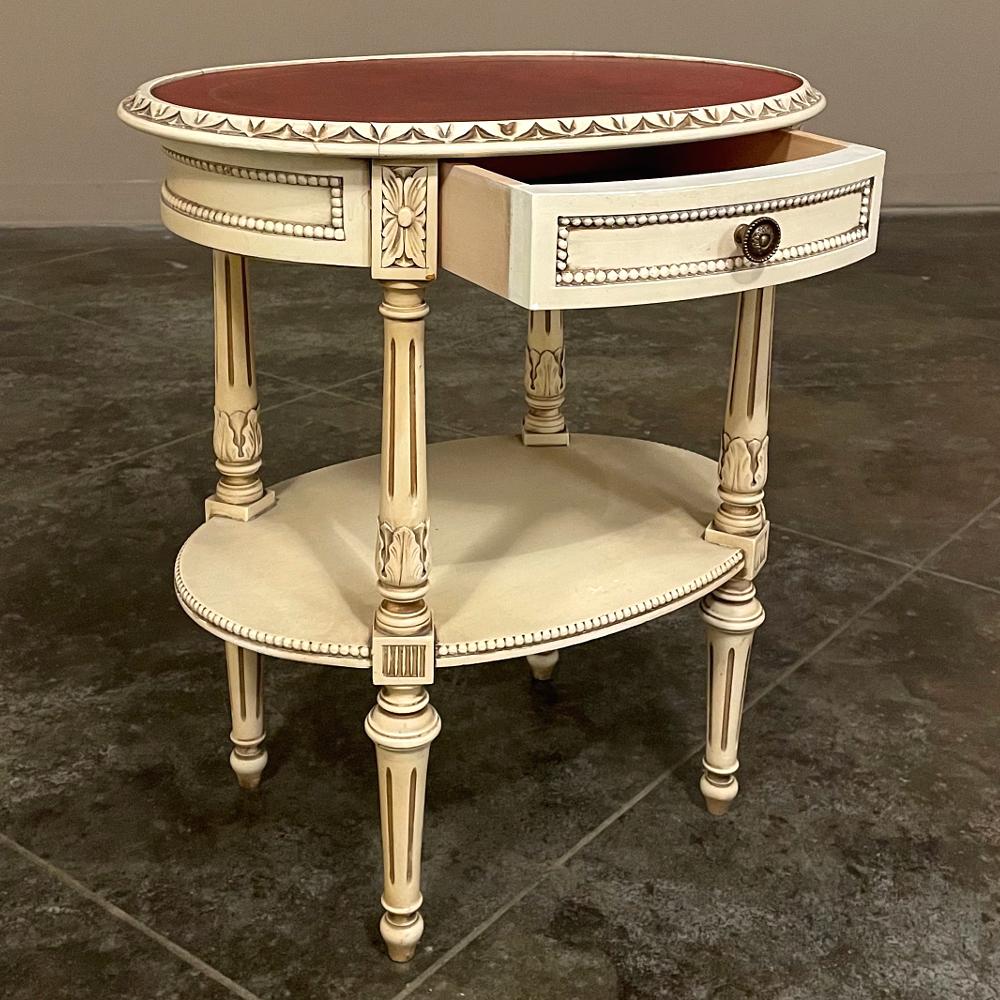 Antique French Louis XVI Oval Painted End Table For Sale 4