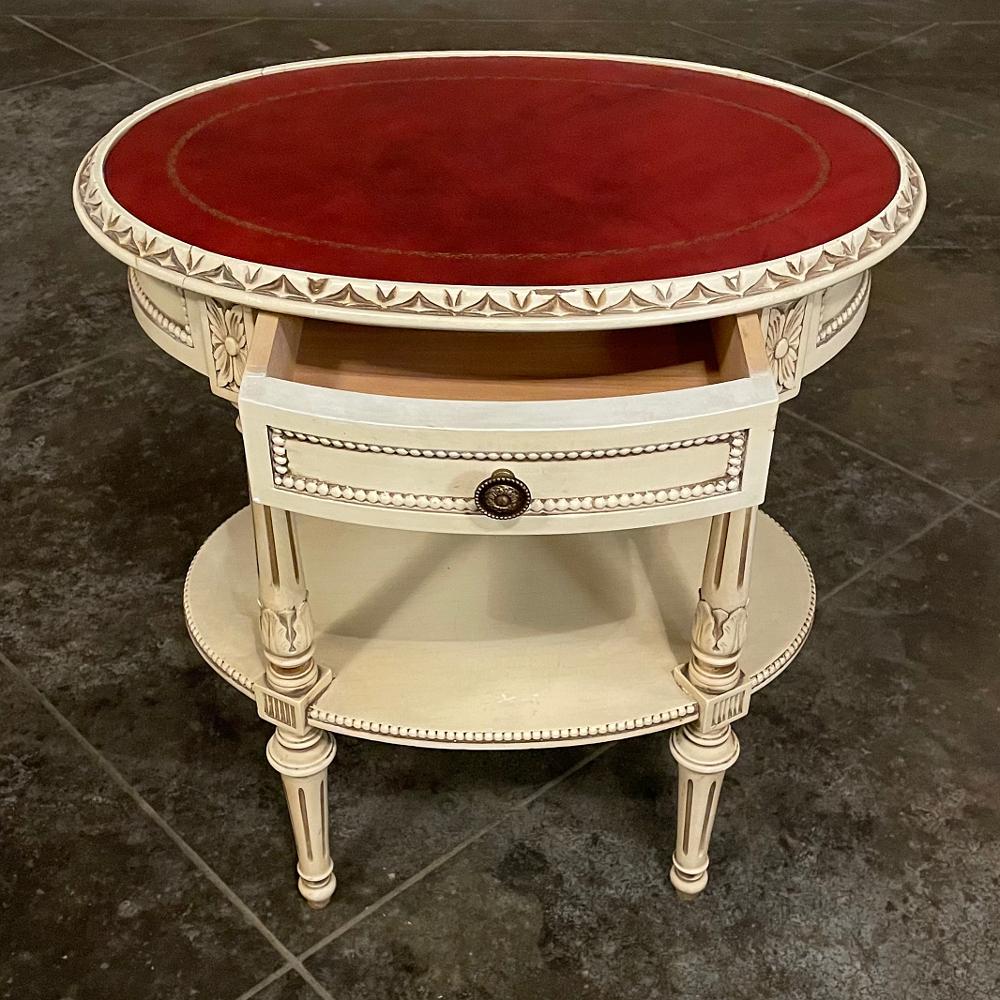 Antique French Louis XVI Oval Painted End Table For Sale 5