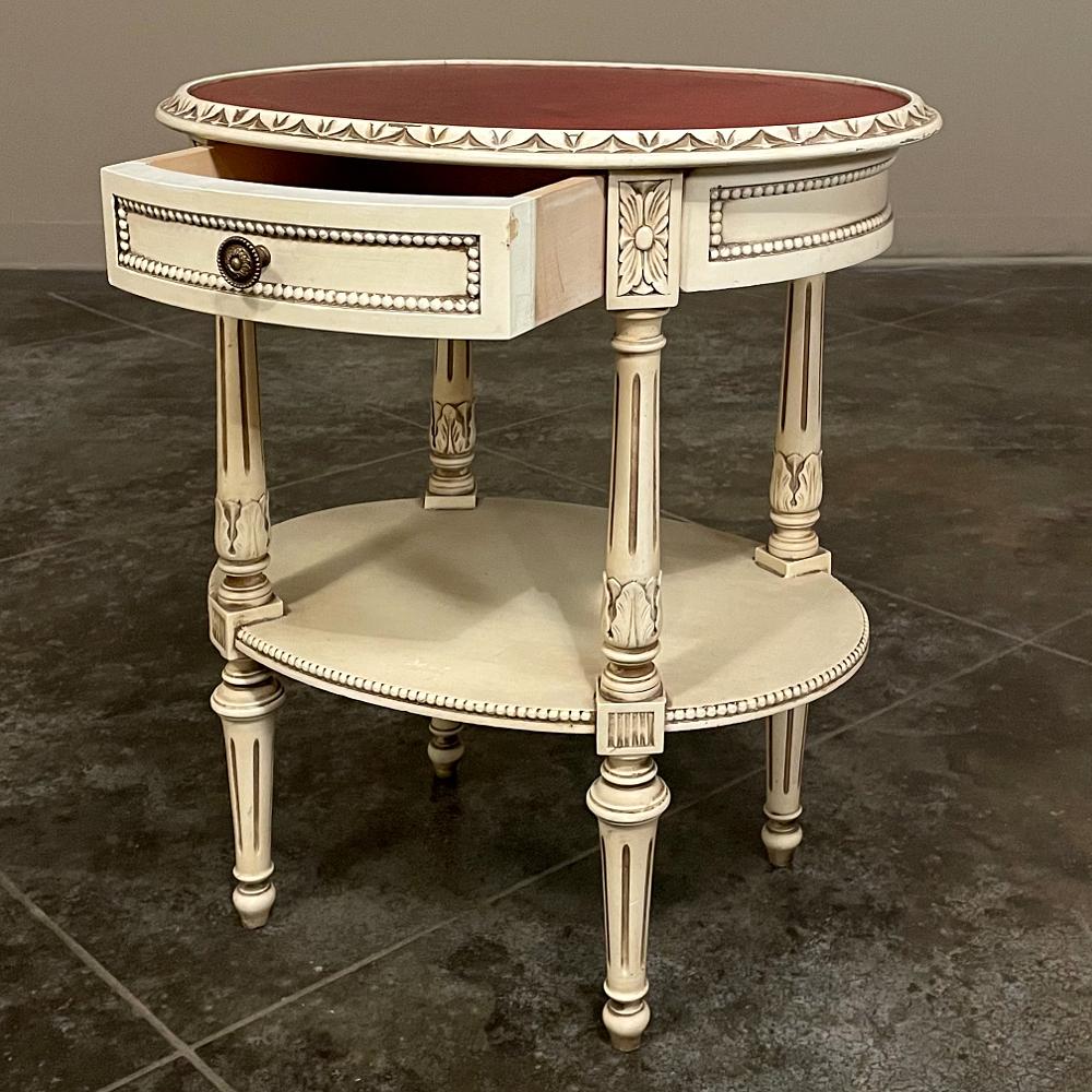 Antique French Louis XVI Oval Painted End Table For Sale 6