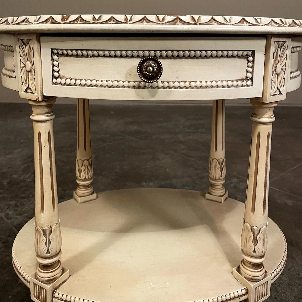 Antique French Louis XVI Oval Painted End Table For Sale 7