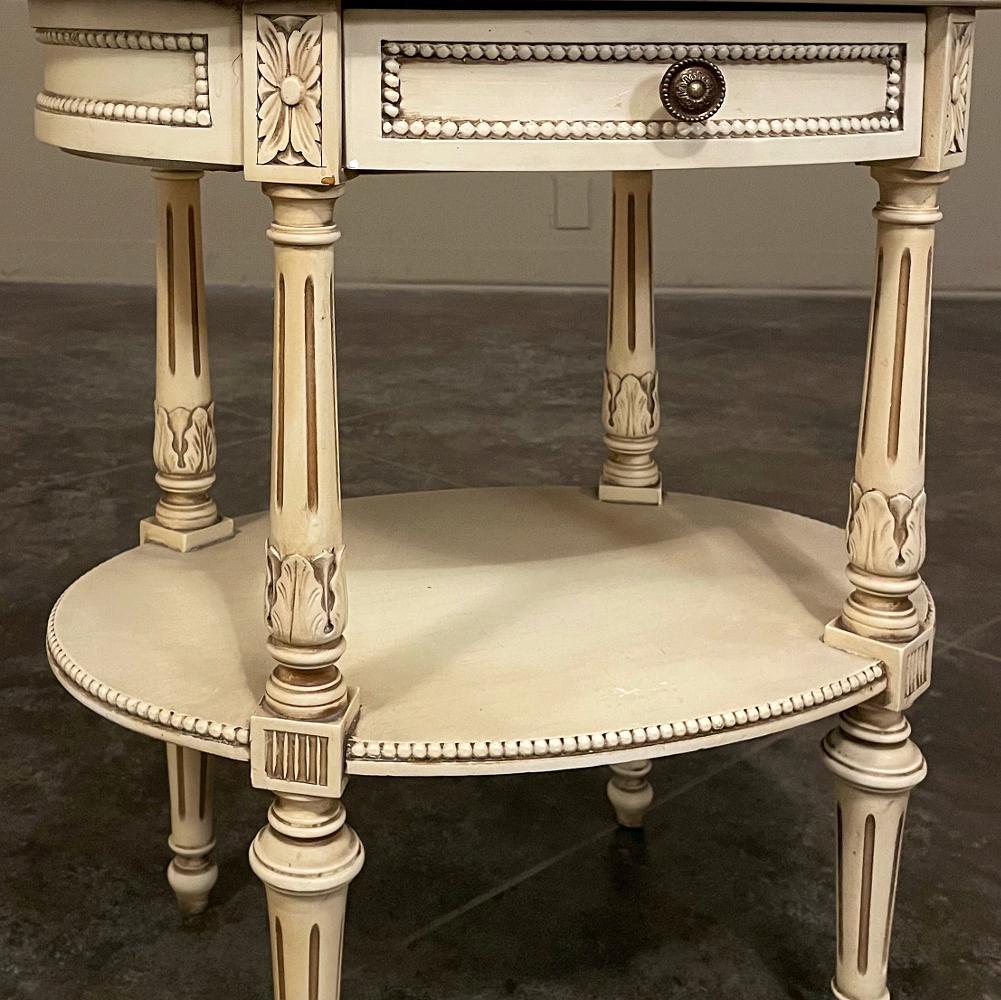 Antique French Louis XVI Oval Painted End Table For Sale 8