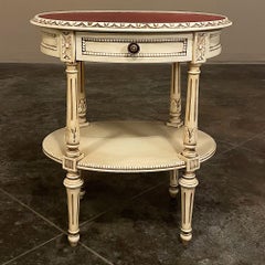 Antique French Louis XVI Oval Painted End Table