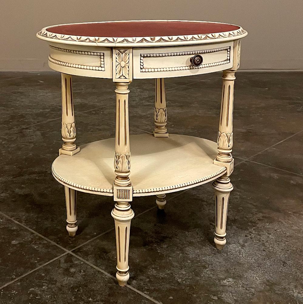 Antique French Louis XVI Oval Painted End Table In Good Condition For Sale In Dallas, TX