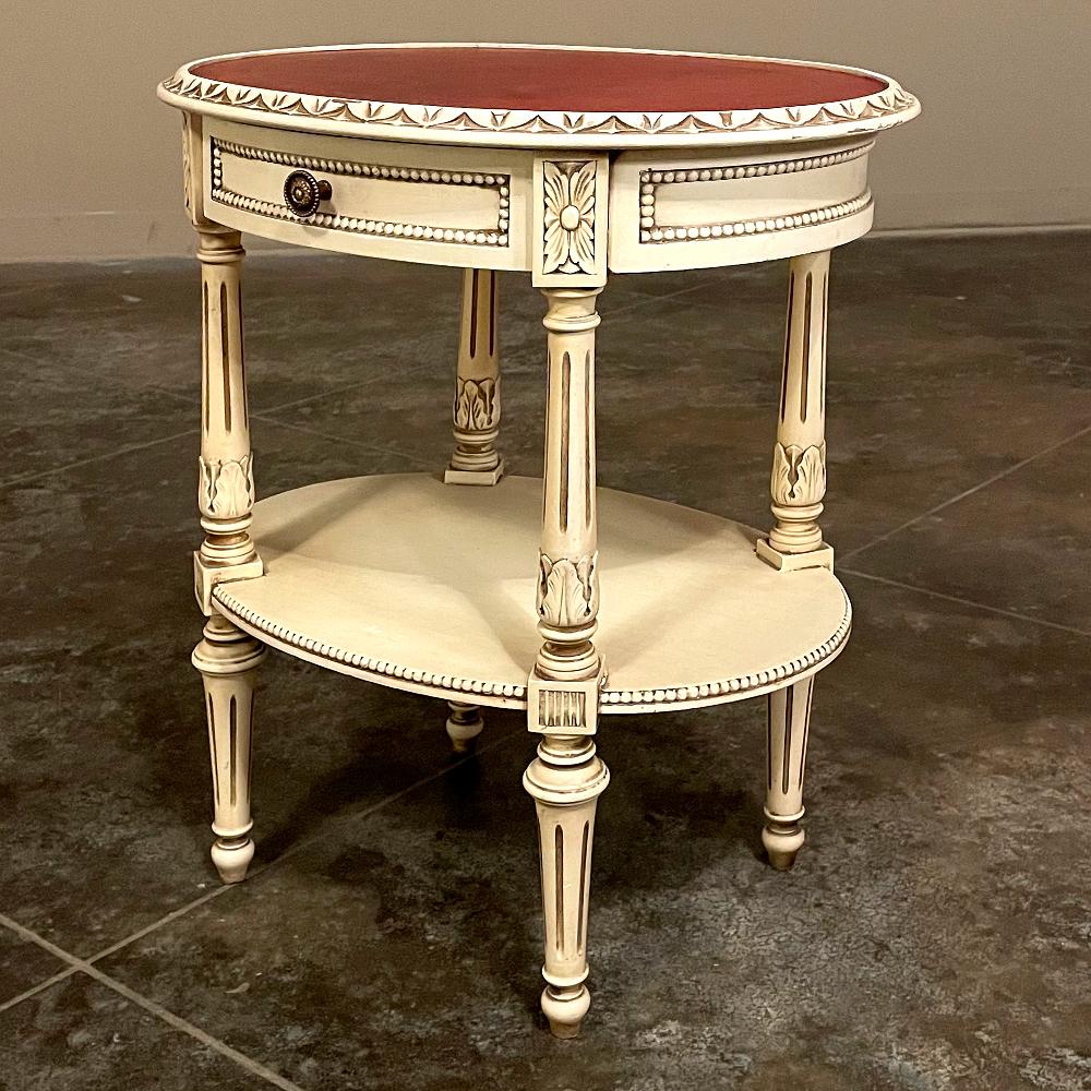 Antique French Louis XVI Oval Painted End Table For Sale 1