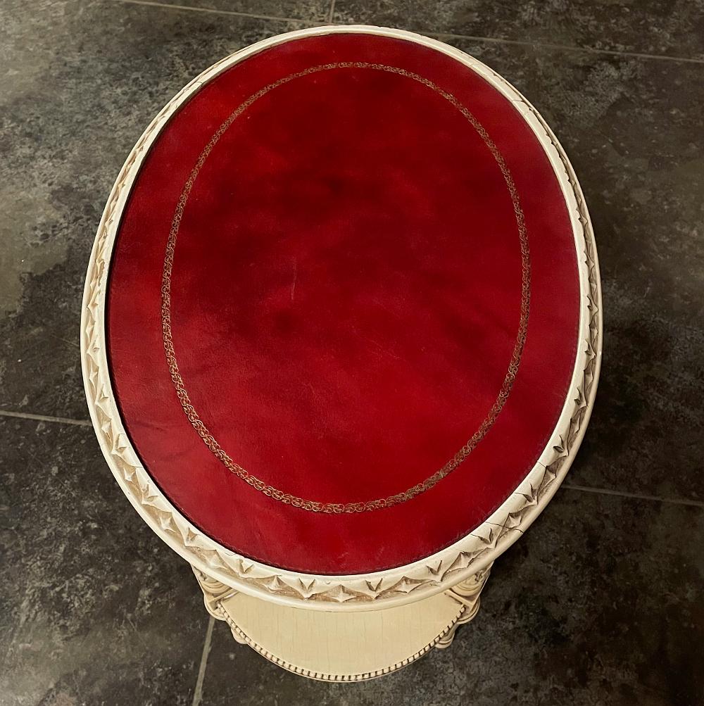Antique French Louis XVI Oval Painted End Table For Sale 3
