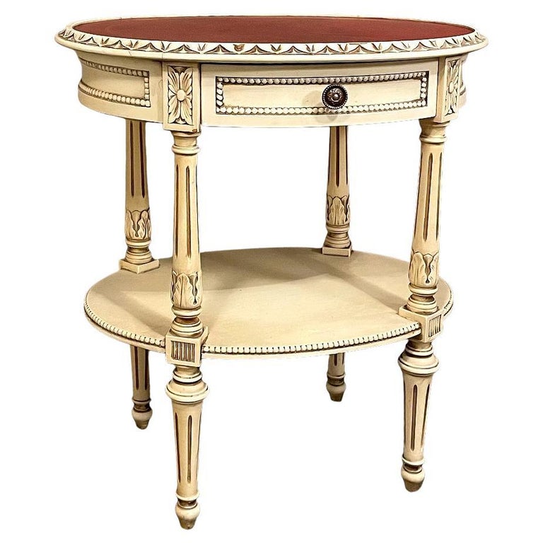 Antique French Louis XVI Oval Painted End Table For Sale at 1stDibs