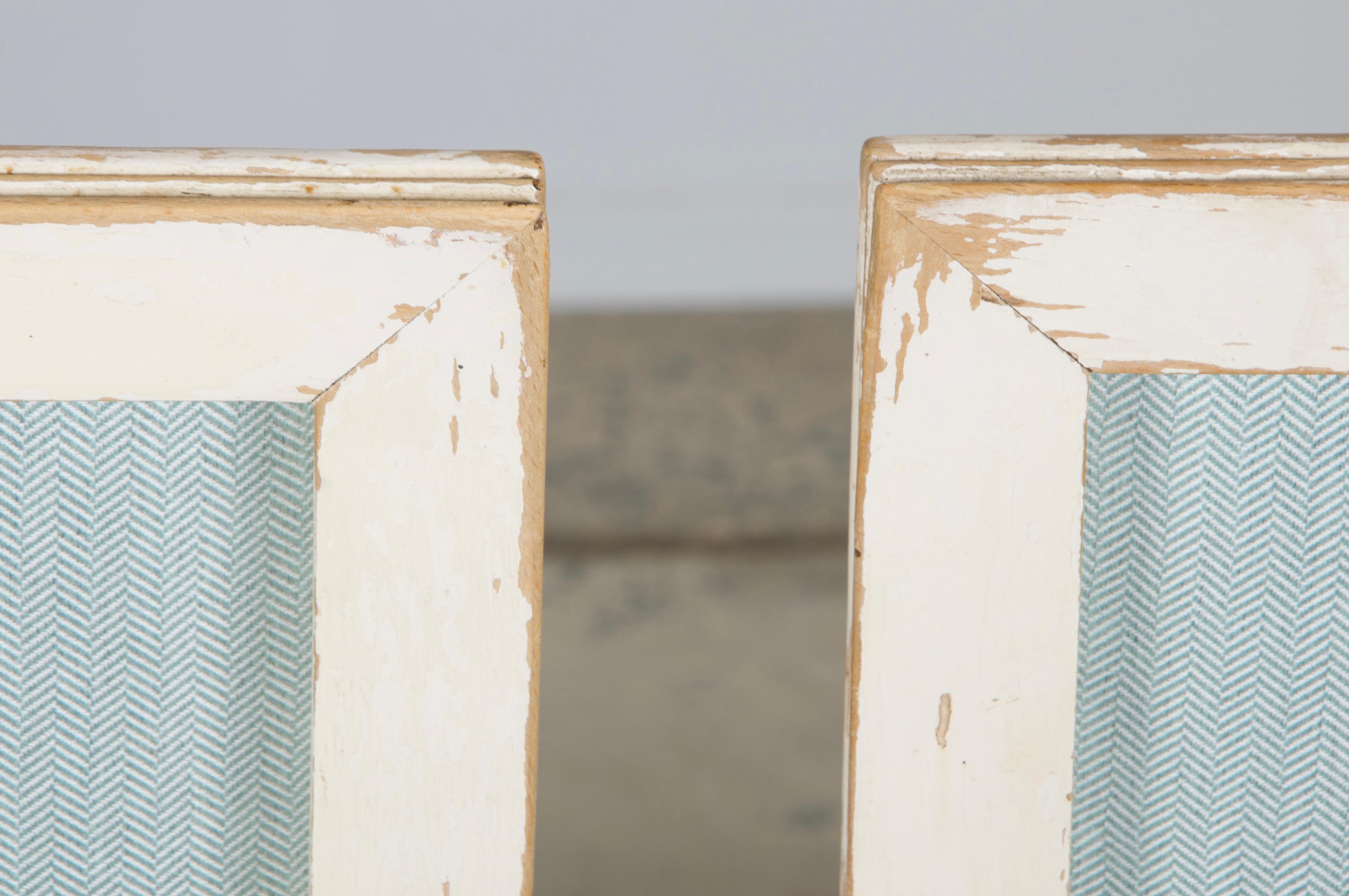 Antique French Louis XVI Painted Accent Chairs in Light Blue - A Pair For Sale 10