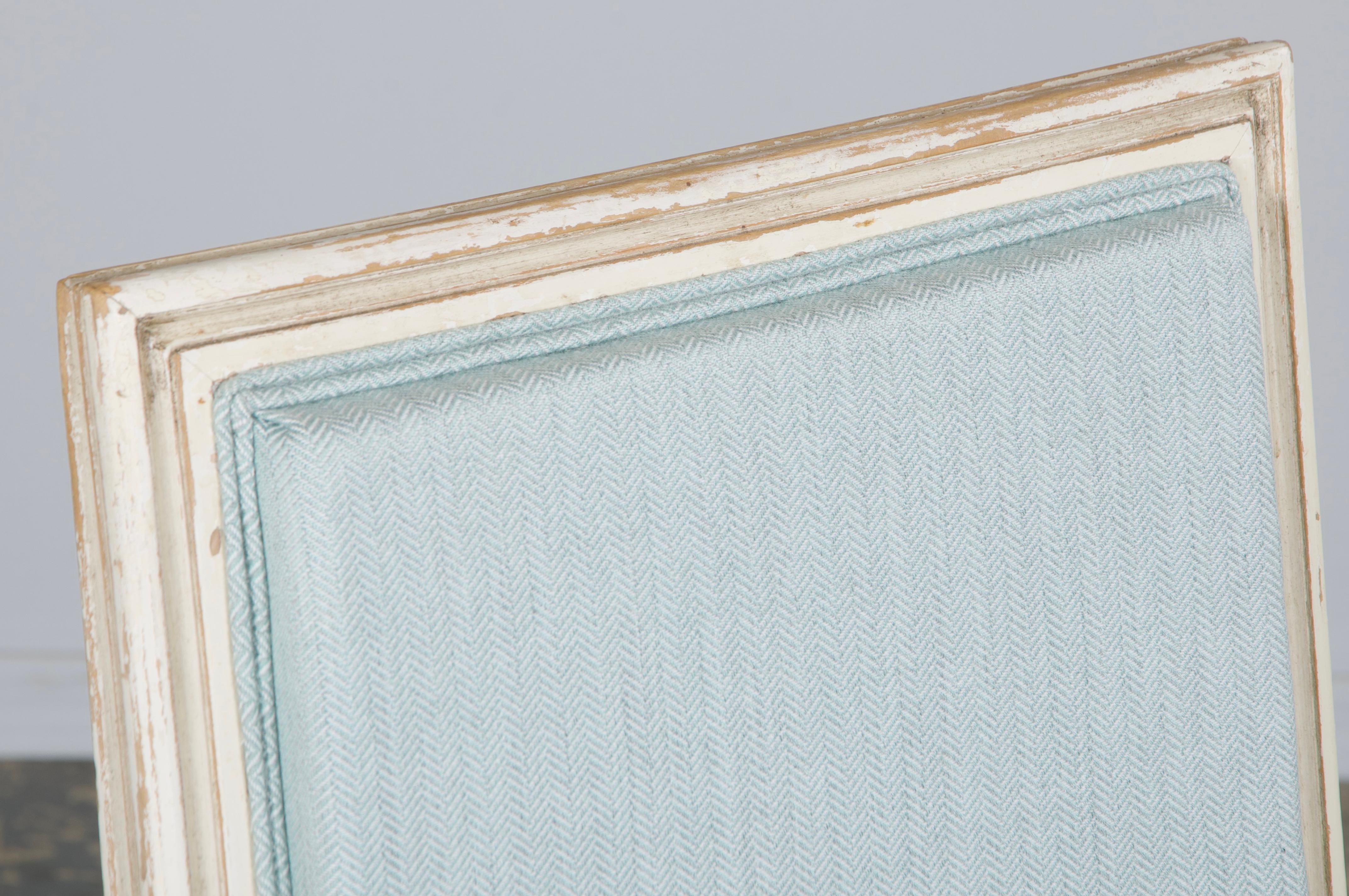 Antique French Louis XVI Painted Accent Chairs in Light Blue - A Pair For Sale 1
