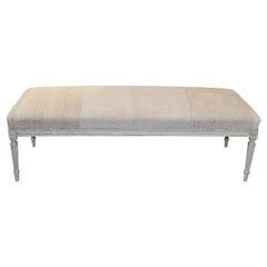 Antique French Louis XVI Painted and Upholstered Window Bench