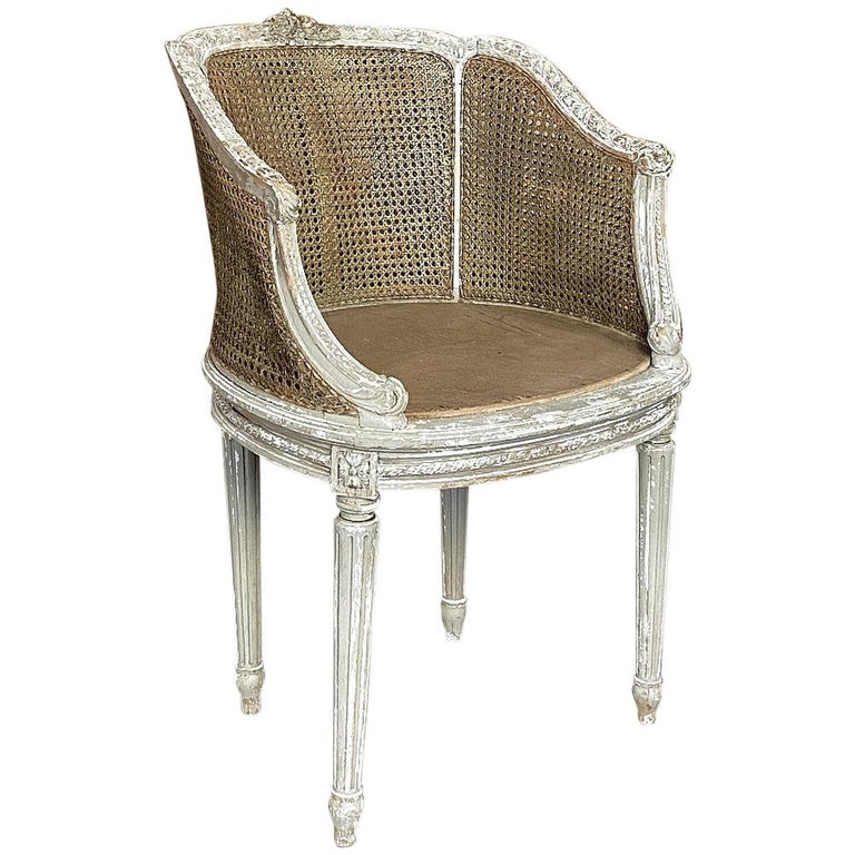 Antique French Louis Xvi Painted Armchair With Caned Seatback For Sale At 1stdibs