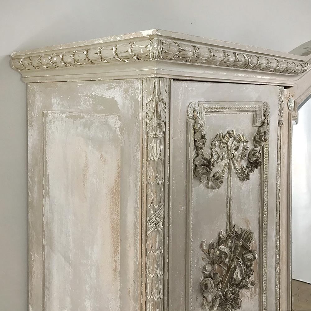 20th Century Antique French Louis XVI Painted Armoire