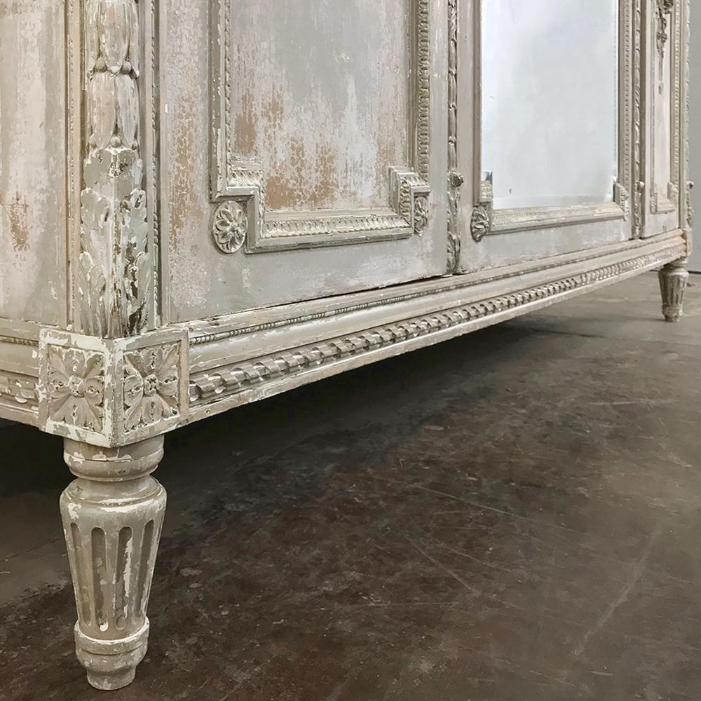 Mirror Antique French Louis XVI Painted Armoire