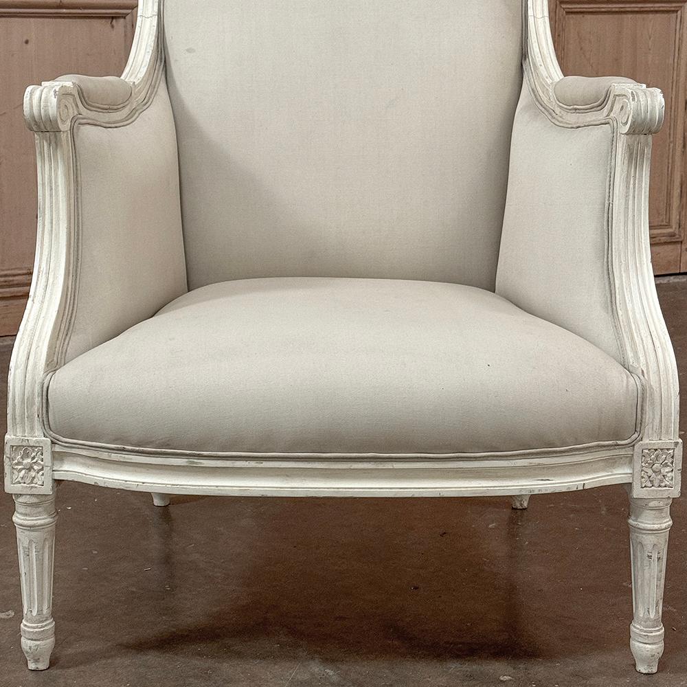 Antique French Louis XVI  Painted Bergere ~ Armchair For Sale 6