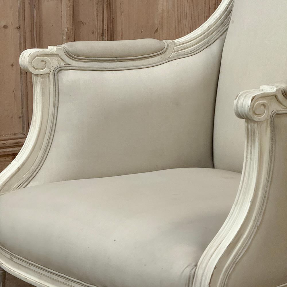 Antique French Louis XVI  Painted Bergere ~ Armchair For Sale 10