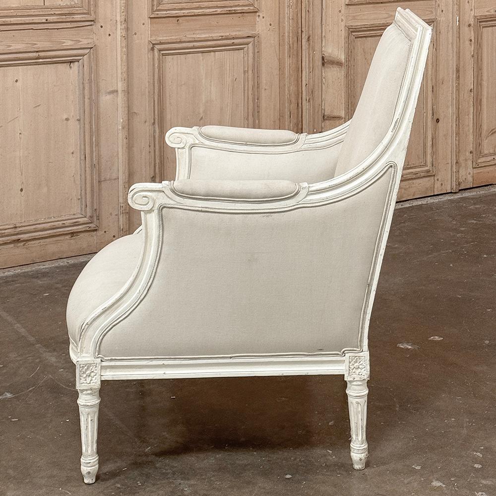 20th Century Antique French Louis XVI  Painted Bergere ~ Armchair For Sale