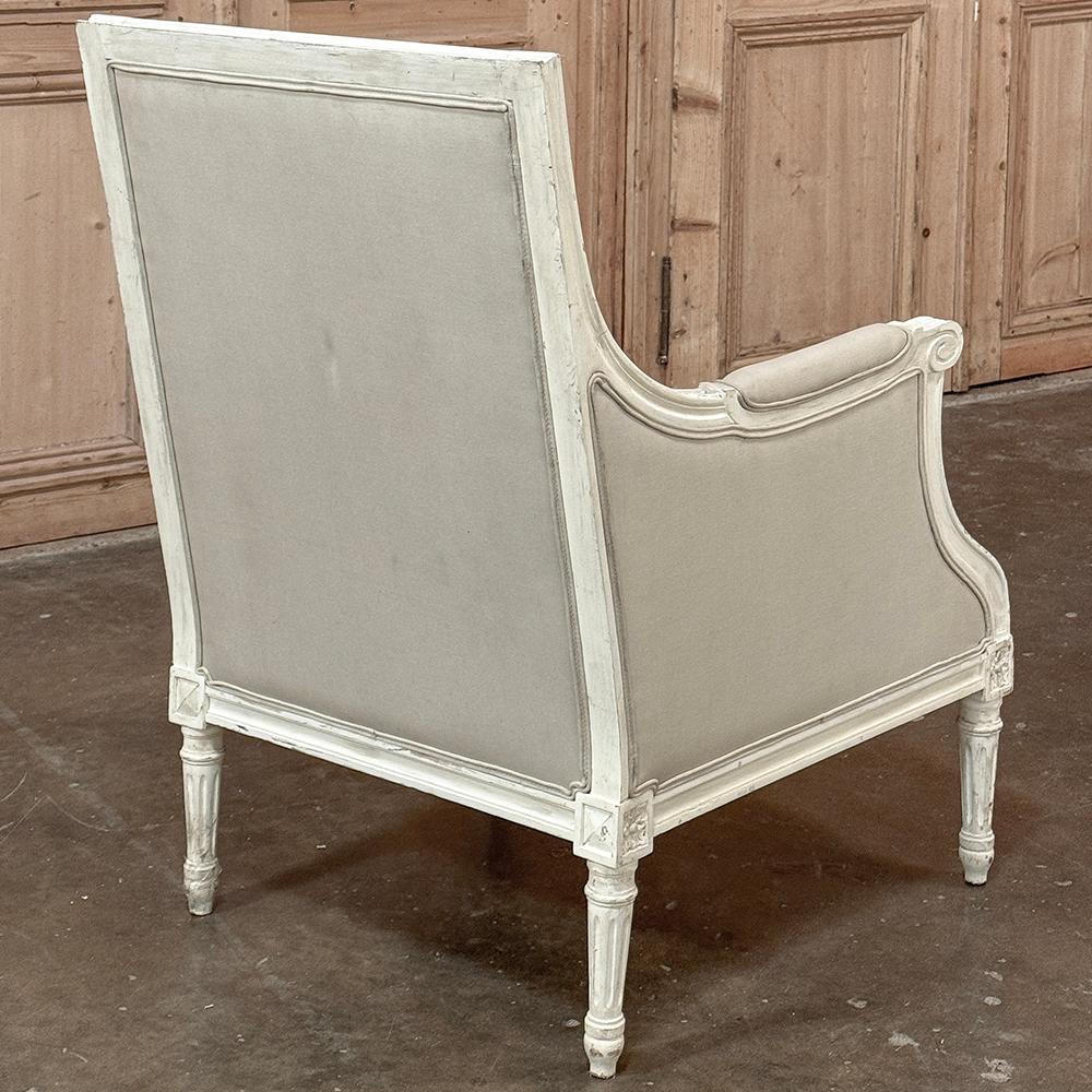 Antique French Louis XVI  Painted Bergere ~ Armchair For Sale 2
