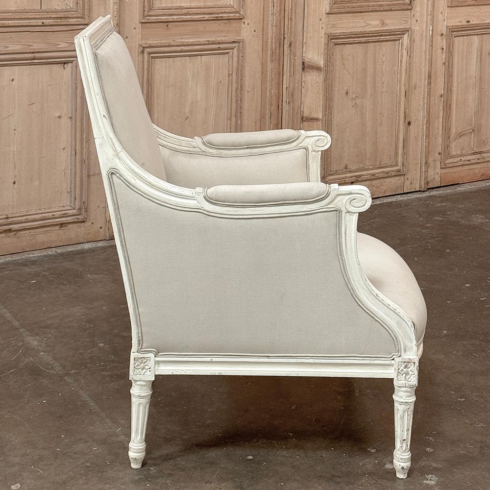 Antique French Louis XVI  Painted Bergere ~ Armchair For Sale 3