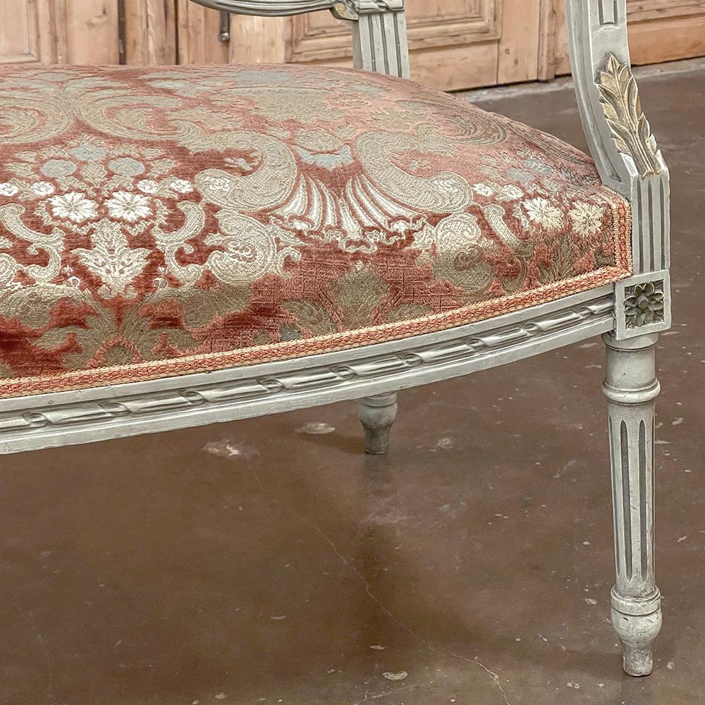 Antique French Louis XVI Painted Canape ~ Settee For Sale 4