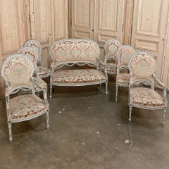 Canapé français ancien peint de style Louis XVI ~