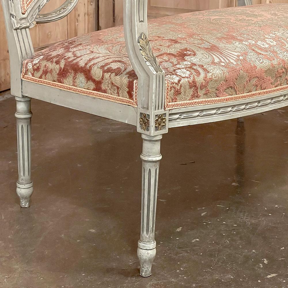 Fabric Antique French Louis XVI Painted Canape ~ Settee For Sale