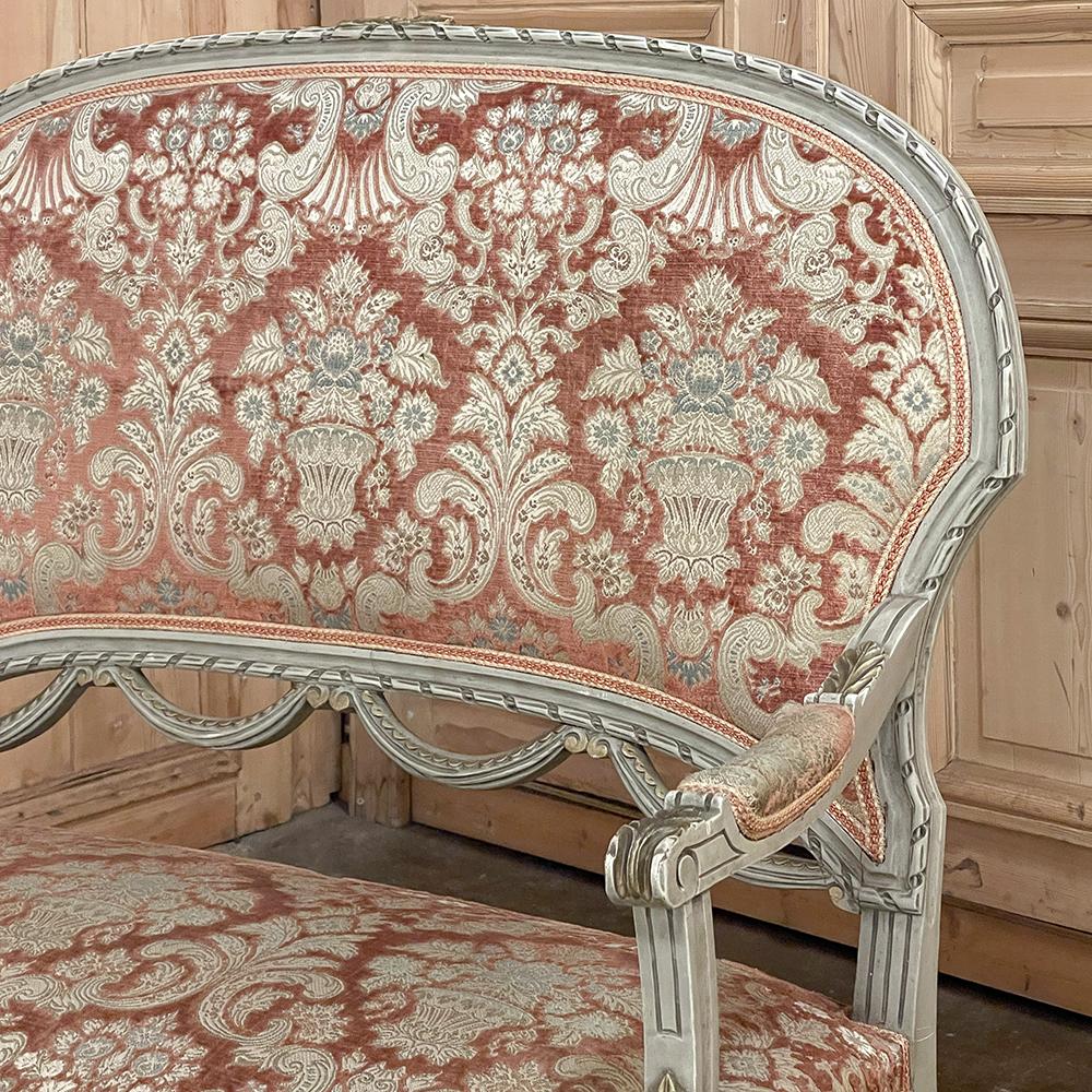 Antike französische bemalte Canape-Sessel im Louis-XVI.-Stil ~ im Angebot 1