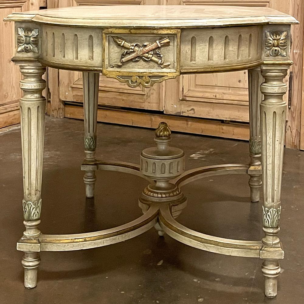 Antique French Louis XVI Painted Center Table For Sale 4