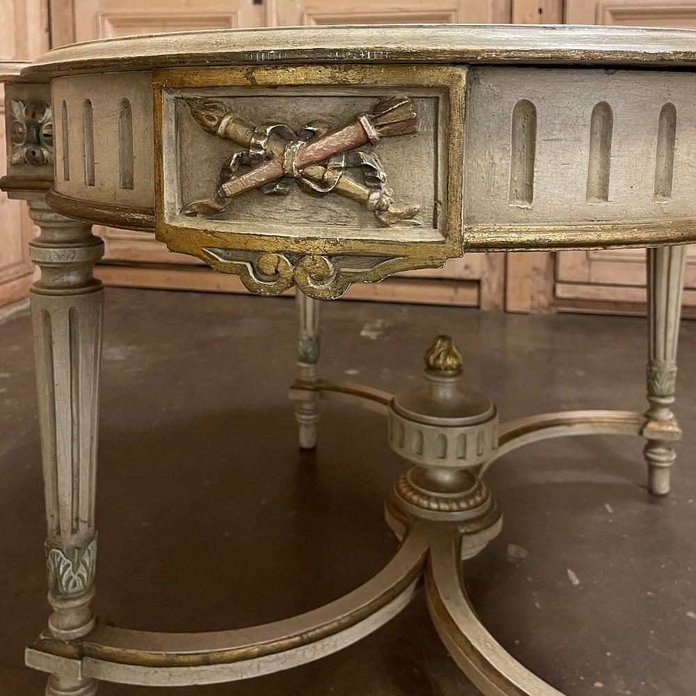 Antiker französischer Louis-XVI-Mitteltisch, bemalt im Angebot 3