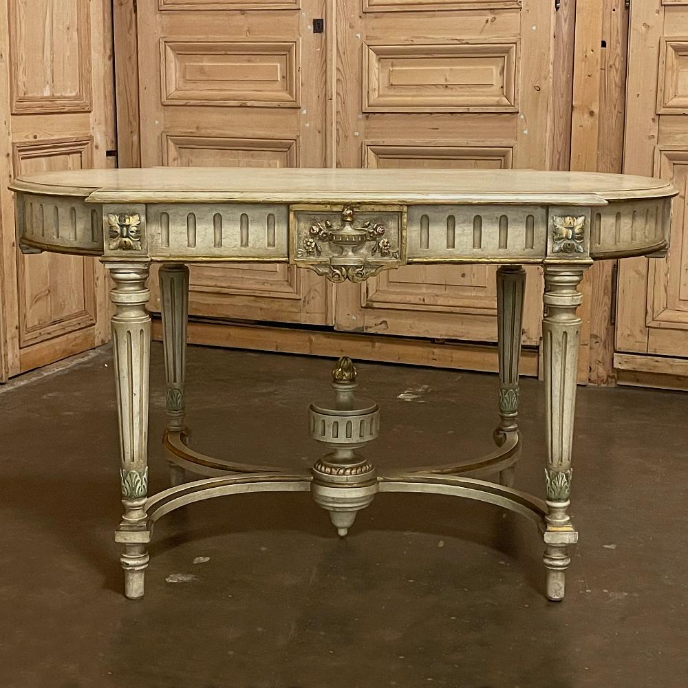 Antique French Louis XVI Painted Center Table In Good Condition For Sale In Dallas, TX