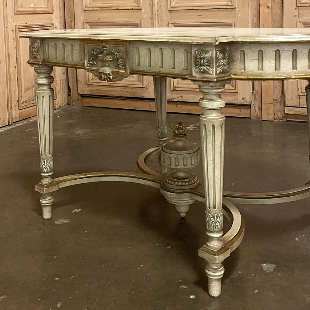 20th Century Antique French Louis XVI Painted Center Table For Sale
