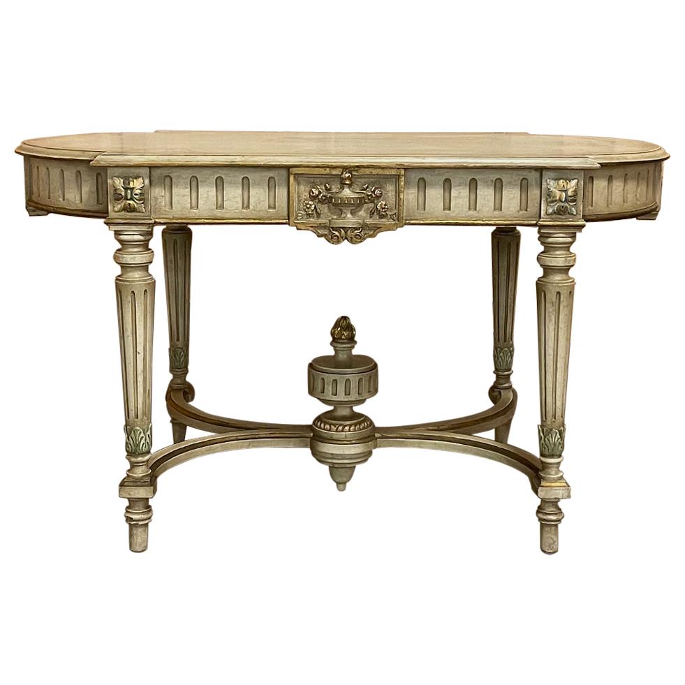 Ancienne table centrale française peinte de style Louis XVI