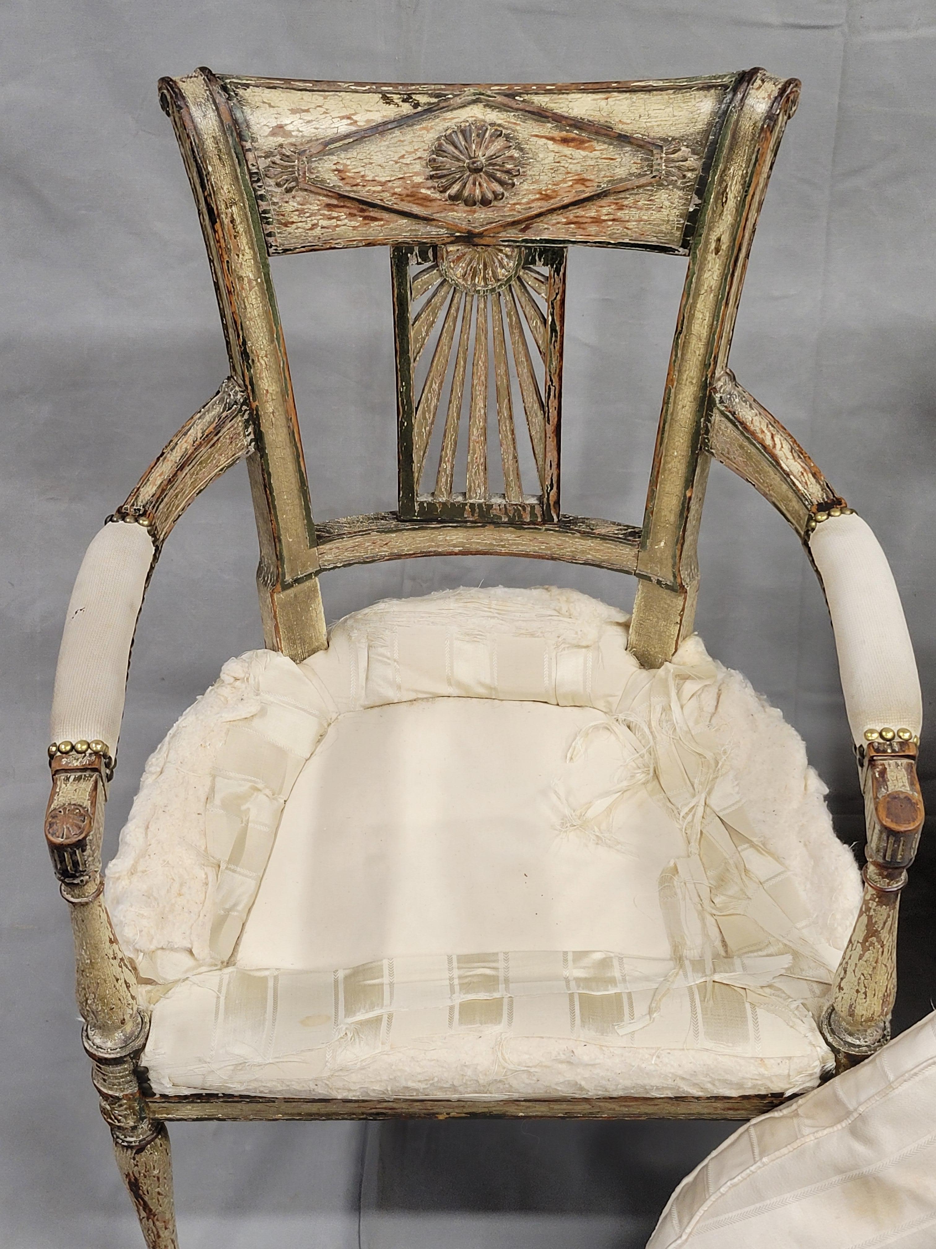 Antique Maison Jansen Style French Louis XVI Painted Fauteuil Chairs - a Pair For Sale 4