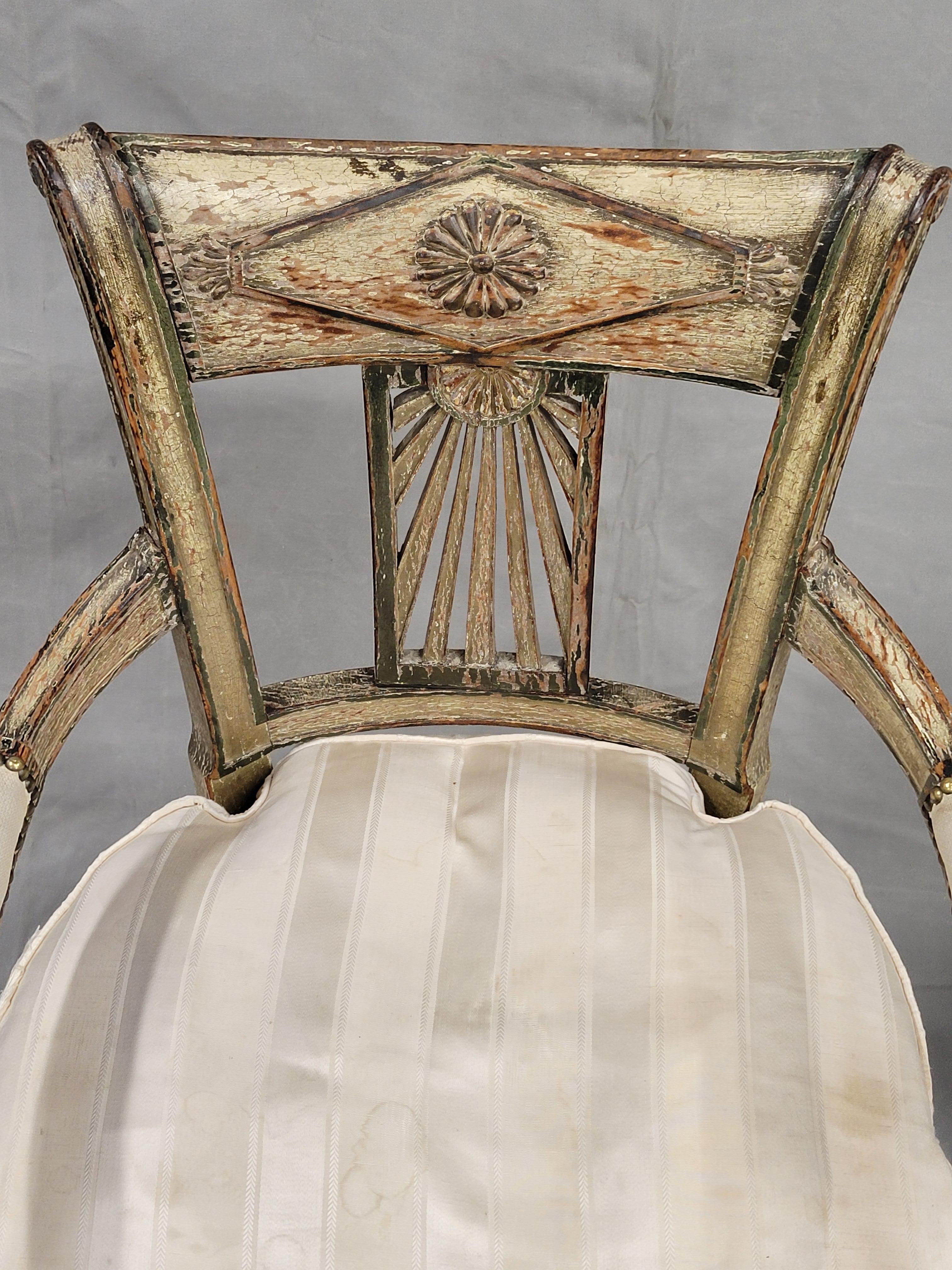 Antique Maison Jansen Style French Louis XVI Painted Fauteuil Chairs - a Pair For Sale 6