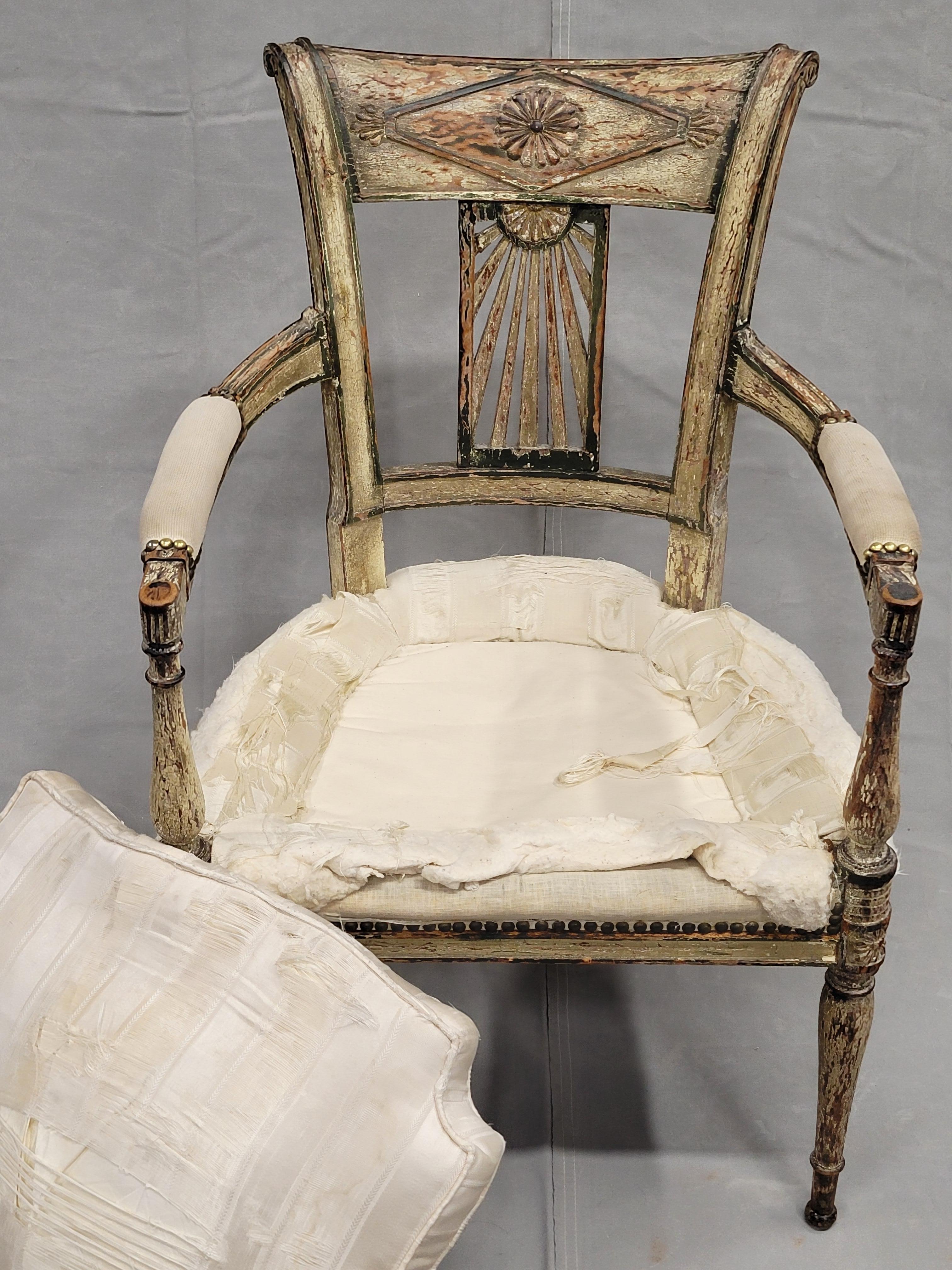 Antique Maison Jansen Style French Louis XVI Painted Fauteuil Chairs - a Pair For Sale 3